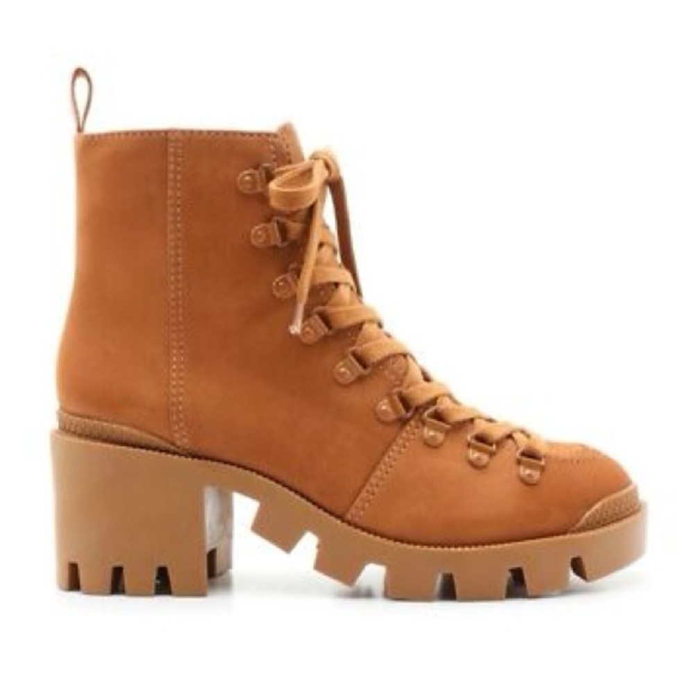 SCHUTZ  Xayane Hazel Boot Women's‎ Size 6.5 Tan Suede Lace-Up Ankle Boots